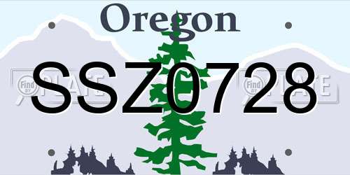 SSZ0728 Oregon License Plate