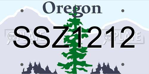 SSZ1212 Oregon License Plate