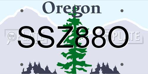 SSZ88O Oregon License Plate