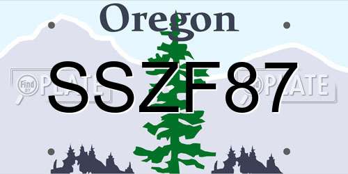 SSZF87 Oregon License Plate