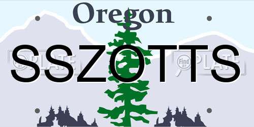SSZOTTS Oregon License Plate