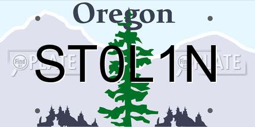 ST0L1N Oregon License Plate