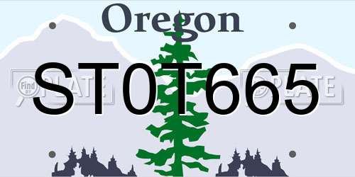 ST0T665 Oregon License Plate