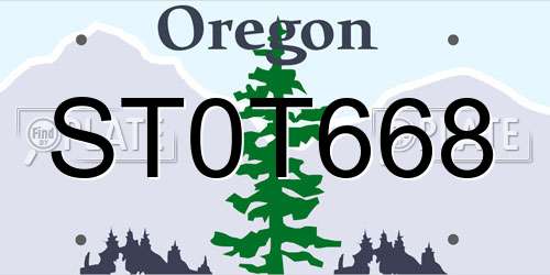 ST0T668 Oregon License Plate