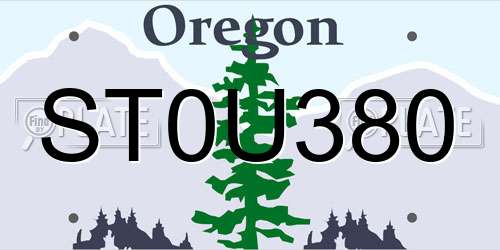 ST0U380 Oregon License Plate