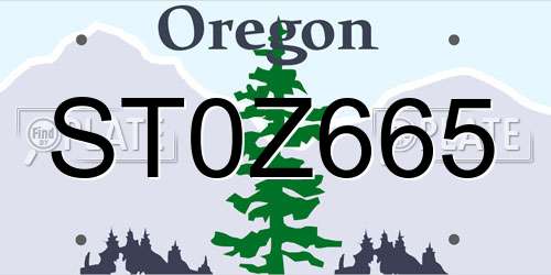 ST0Z665 Oregon License Plate