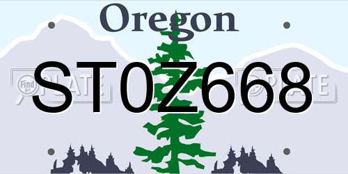 ST0Z668 Oregon License Plate