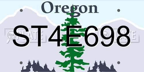 ST4E698 Oregon License Plate
