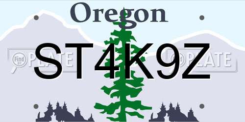 ST4K9Z Oregon License Plate