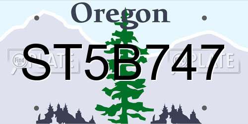 ST5B747 Oregon License Plate