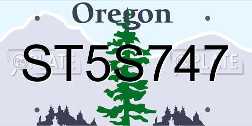 ST5S747 Oregon License Plate
