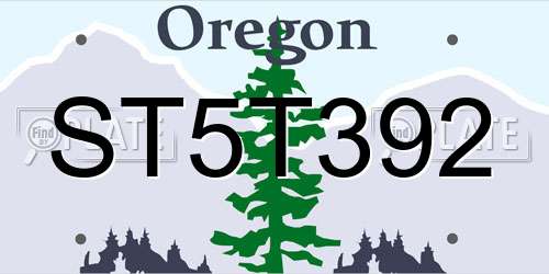 ST5T392 Oregon License Plate