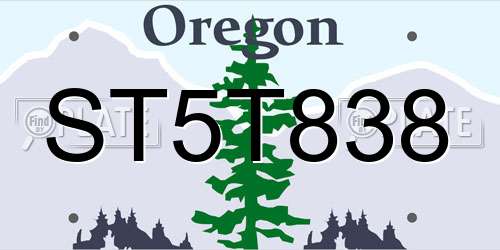 ST5T838 Oregon License Plate
