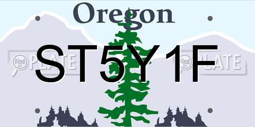 ST5Y1F Oregon License Plate