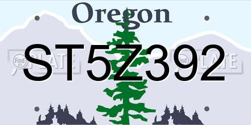 ST5Z392 Oregon License Plate