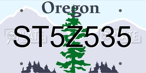 ST5Z535 Oregon License Plate