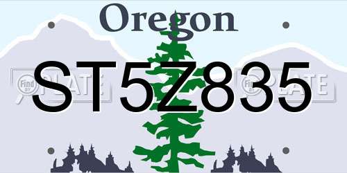 ST5Z835 Oregon License Plate