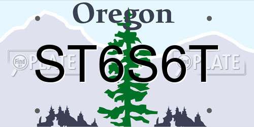 ST6S6T Oregon License Plate