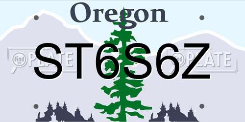 ST6S6Z Oregon License Plate