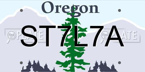 ST7L7A Oregon License Plate