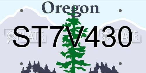 ST7V430 Oregon License Plate