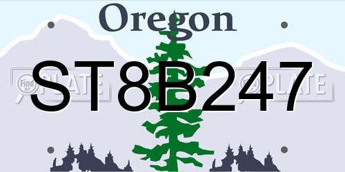 ST8B247 Oregon License Plate