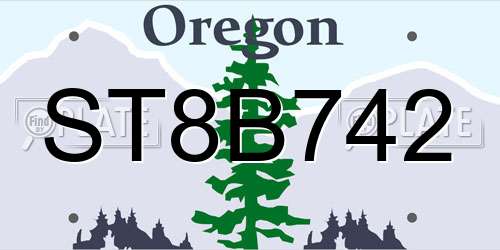 ST8B742 Oregon License Plate