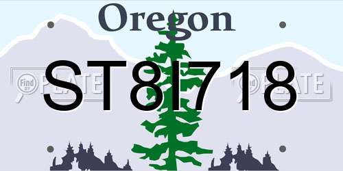 ST8I718 Oregon License Plate