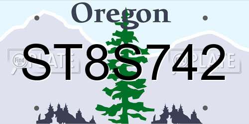 ST8S742 Oregon License Plate