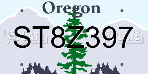 ST8Z397 Oregon License Plate