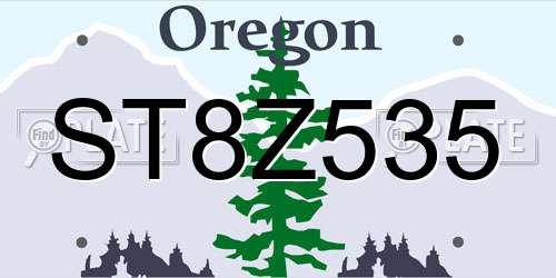 ST8Z535 Oregon License Plate