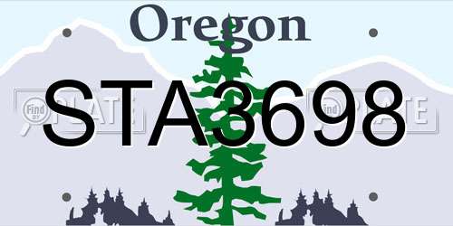 STA3698 Oregon License Plate