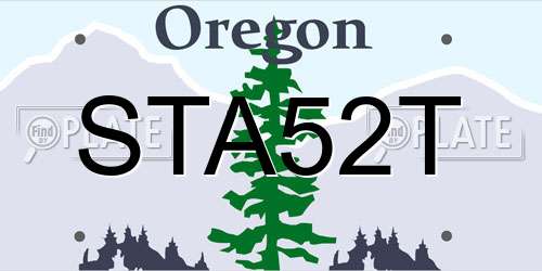 STA52T Oregon License Plate