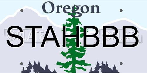 STAHBBB Oregon License Plate