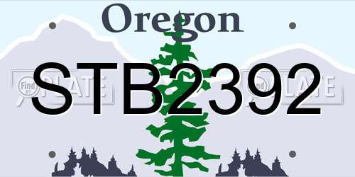 STB2392 Oregon License Plate