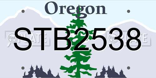 STB2538 Oregon License Plate