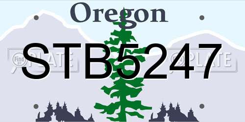 STB5247 Oregon License Plate