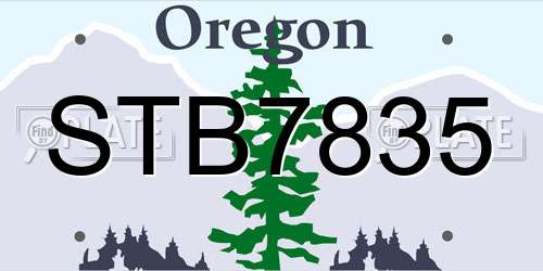 STB7835 Oregon License Plate