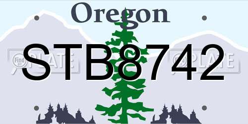 STB8742 Oregon License Plate