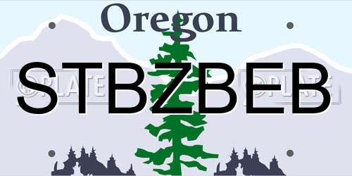 STBZBEB Oregon License Plate