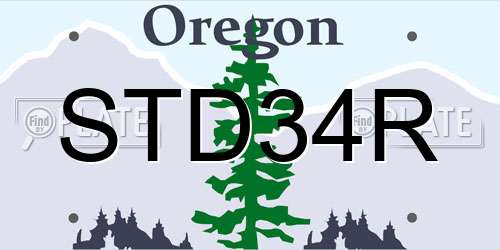 STD34R Oregon License Plate