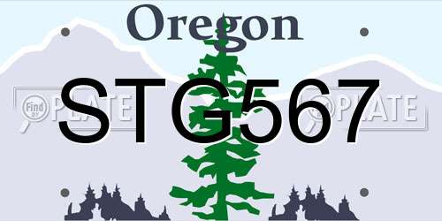STG567 Oregon License Plate