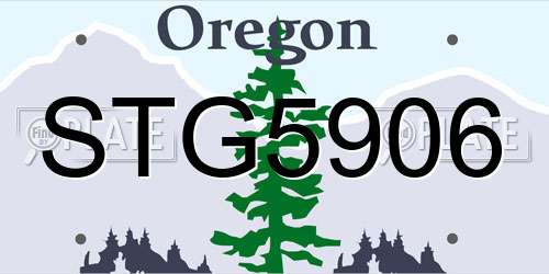 STG5906 Oregon License Plate