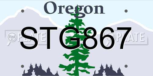 STG867 Oregon License Plate