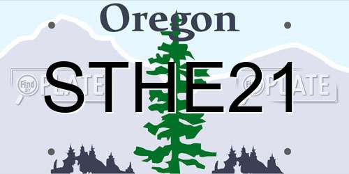 STHE21 Oregon License Plate