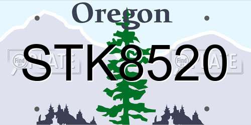 STK8520 Oregon License Plate