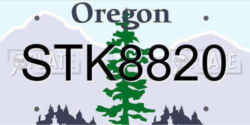 STK8820 Oregon License Plate