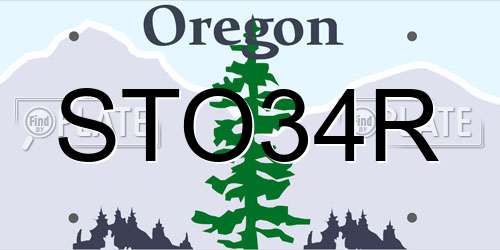 STO34R Oregon License Plate
