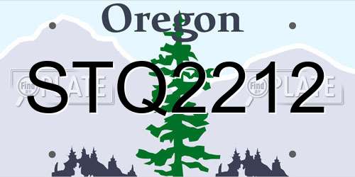 STQ2212 Oregon License Plate