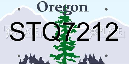 STQ7212 Oregon License Plate